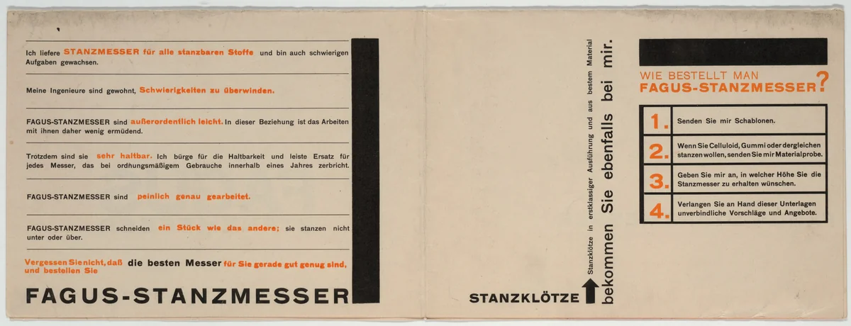 Fagus Stanzmesser by Herbert Bayer, design, 1923