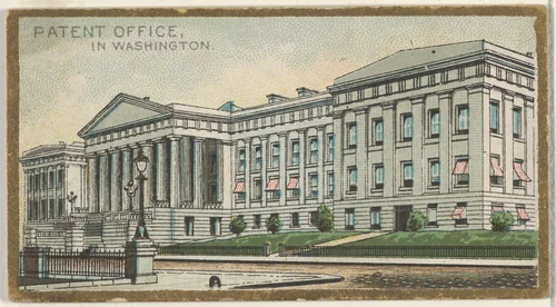 Patent Office in Washington, from the General Government and State Capitol Buildings series (N14) for Allen & Ginter Cigarettes Brands by Allen & Ginter, print, 1889