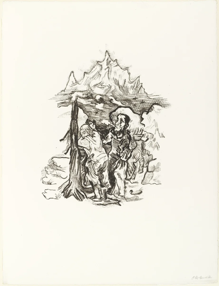 Fear and Hope (The Man Comforts the Woman) [Furcht und Hoffnung (Der Mann tröstet das Weib)] (plate 7) from O Eternity - Thou Word of Thunder (Bach Cantata) [O Ewigkeit - Du Donnerwort (Bachkantate)] by Oskar Kokoschka, print, 1914