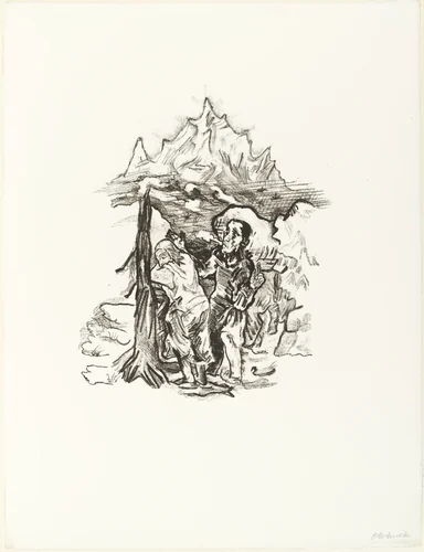 Fear and Hope (The Man Comforts the Woman) [Furcht und Hoffnung (Der Mann tröstet das Weib)] (plate 7) from O Eternity - Thou Word of Thunder (Bach Cantata) [O Ewigkeit - Du Donnerwort (Bachkantate)] by Oskar Kokoschka, print, 1914