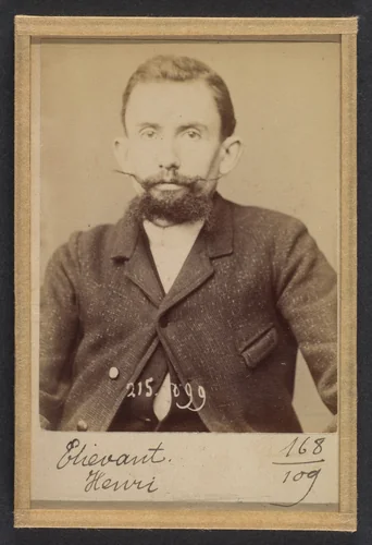 Etiévant. Henri, Achille. 32 ans, né à Flammanville (Manche). Typographe. Anarchiste. 4/3/94. by Alphonse Bertillon, photograph, 1894