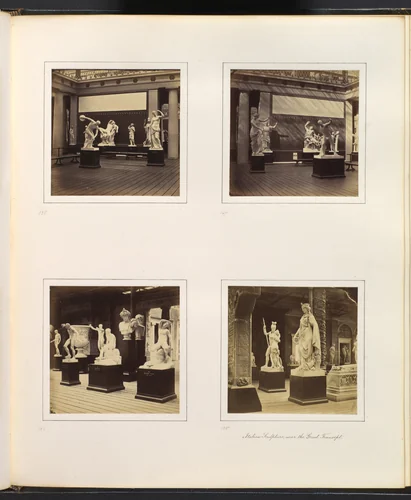 [Greek Court with Sculpture of Discobolus; Roman Court with Sculptures of Gladiator, Mercury and Fauns; Italian Sculpture near the Great Transept] by Philip Henry Delamotte, photograph, 1857-1861