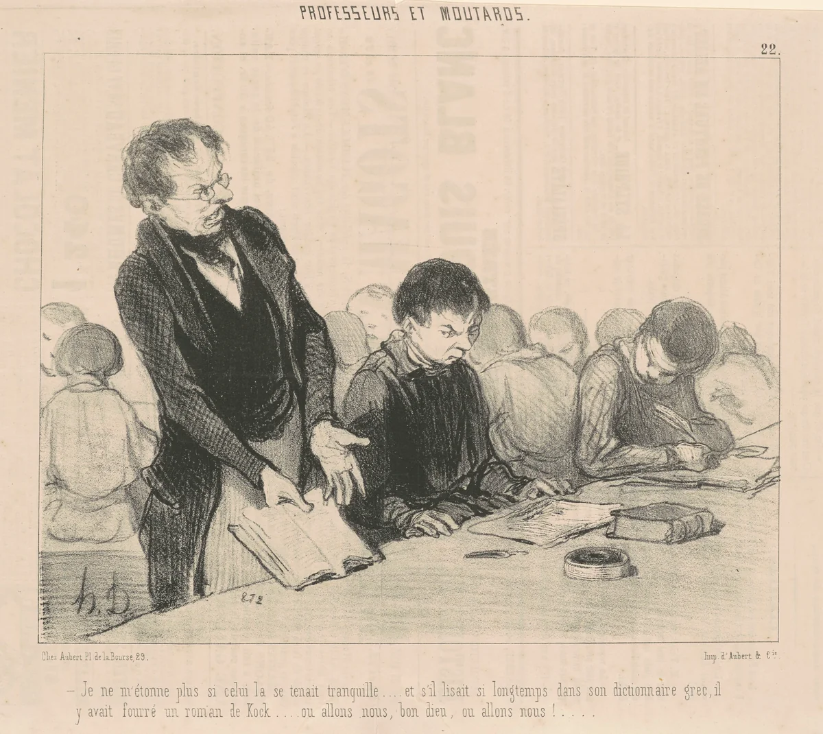 Je ne m'étonne plus si celui-la se tentaint tranquille ... by Honoré Daumier, print, 1846