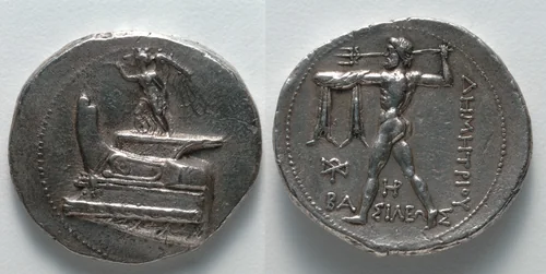 Tetradrachm: Nike on Ship's Prow (obverse); Poseidon (reverse) by Unknown, metalwork, -305--290