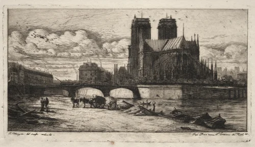 Etchings of Paris: The Apse of the Cathedral of Notre Dame by Charles Meryon, print, 1854