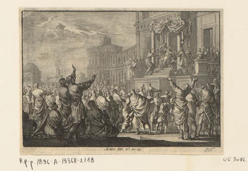 Dood van Herodes Agrippa by Jan Luyken, print, 1703-1762