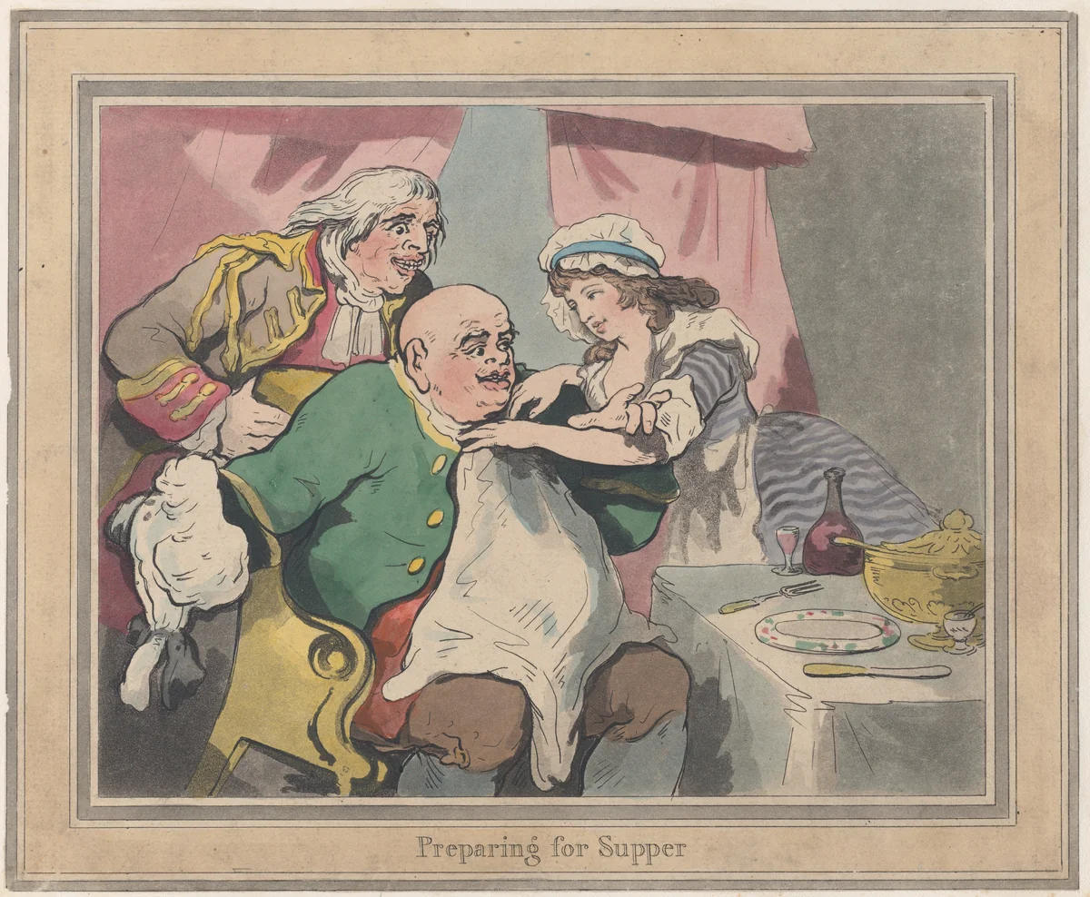 Preparing for Supper by Thomas Rowlandson, print, 1789