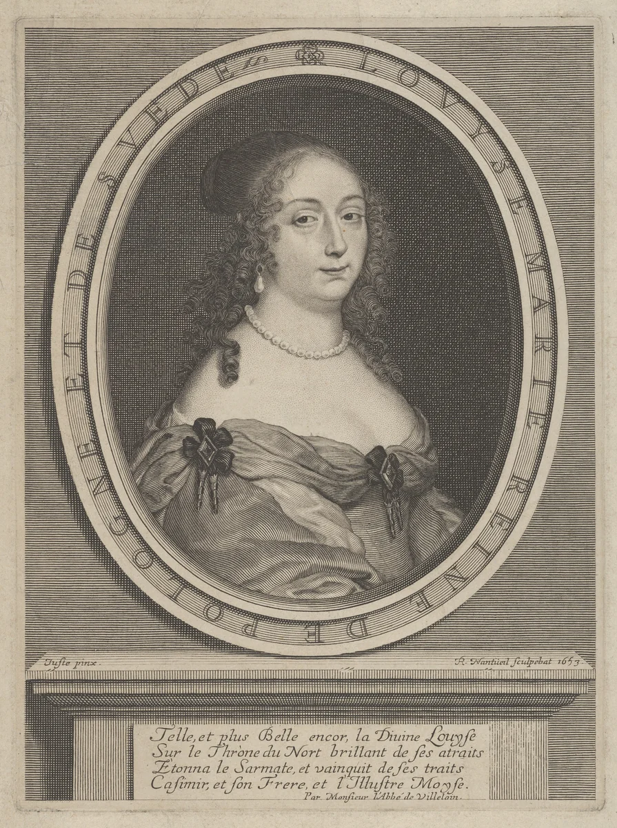 Portrait of Louise Marie, Queen of Poland and Sweden by Robert Nanteuil, print, 1653