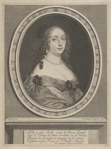 Portrait of Louise Marie, Queen of Poland and Sweden by Robert Nanteuil, print, 1653