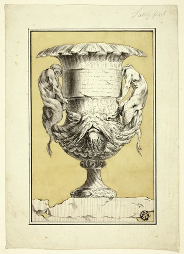 Monumental Vase with Anthropomorphic Figures by Jacques François Joseph Saly, drawing, 1630-1799
