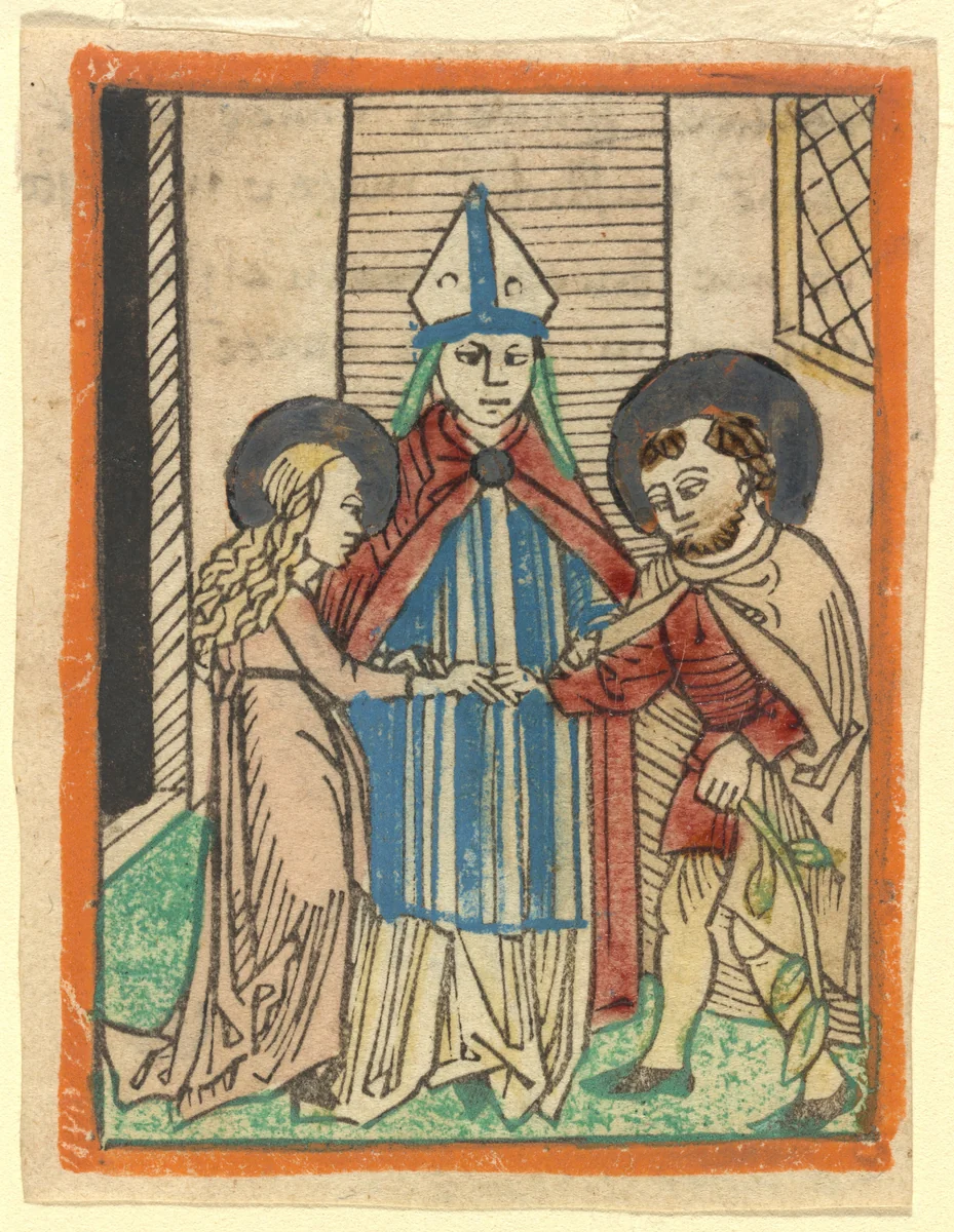 The Marriage of the Virgin by German 15th Century, print, 1480-1490