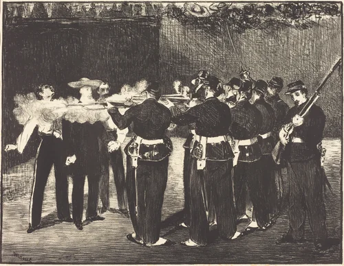 Death of Maximilian at Queretaro (L'executionde Maximilien) by Edouard Manet, print, 1867