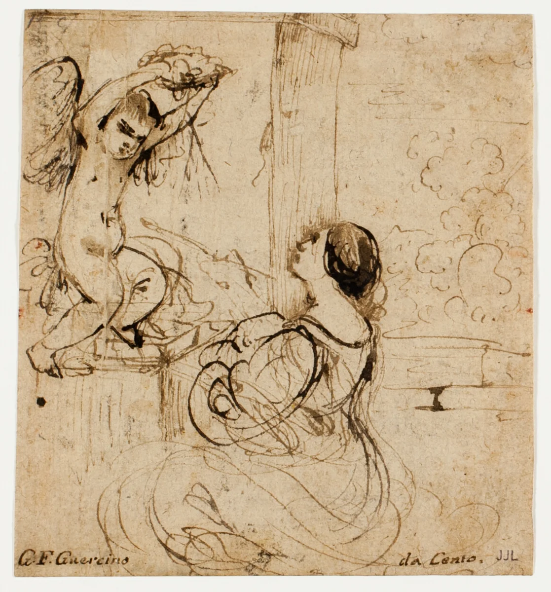 Woman with Putto by Guercino, drawing, 1591-1666