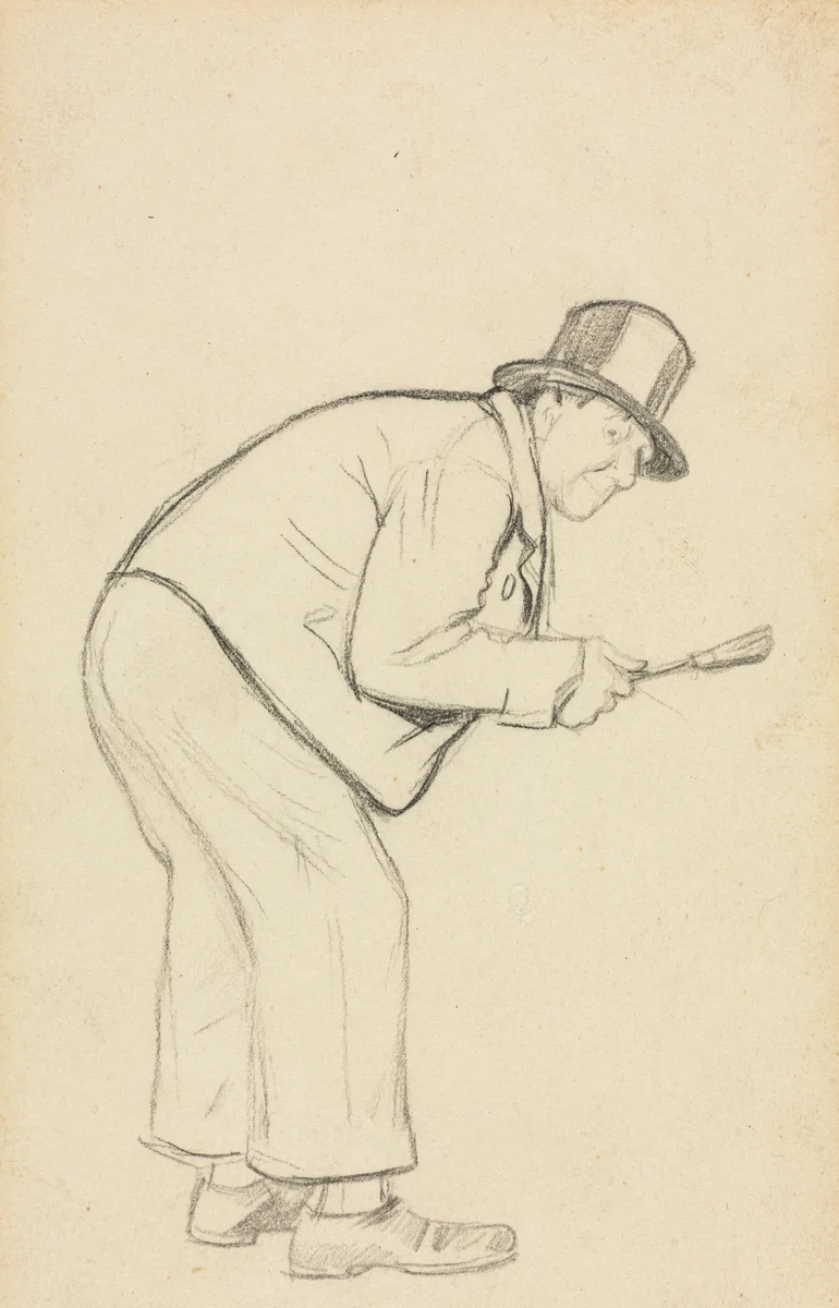 Study for "A Woman Hater" by Charles Samuel Keene, drawing, 1851-1891