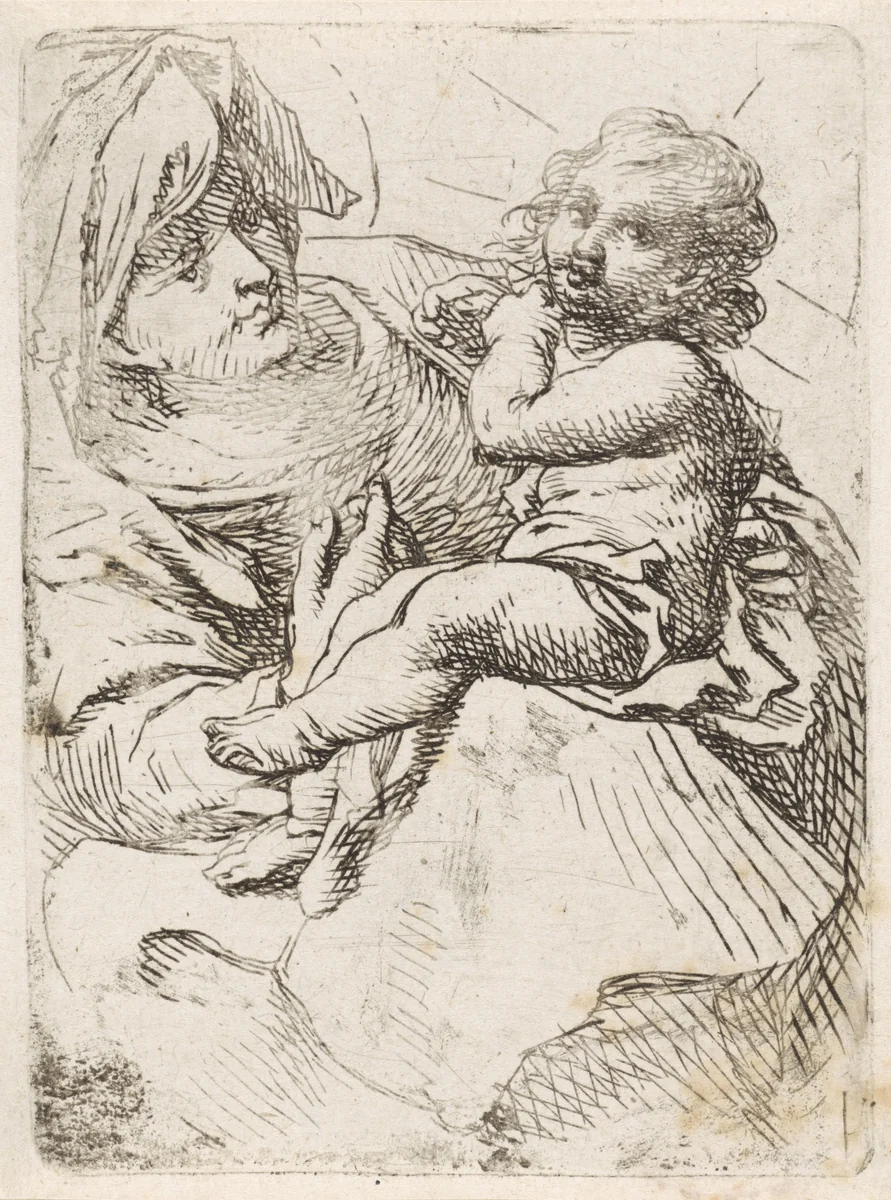 Madonna met kind by anonymous, print, 1618-1655