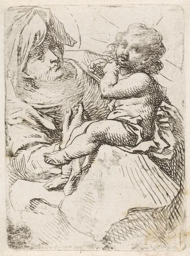 Madonna met kind by anonymous, print, 1618-1655
