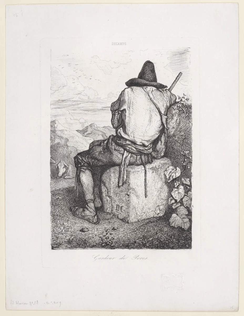 Pig Keeper by Alexandre-Gabriel Decamps, print, 1843