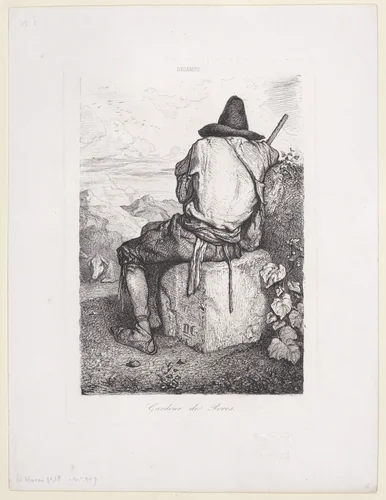 Pig Keeper by Alexandre-Gabriel Decamps, print, 1843