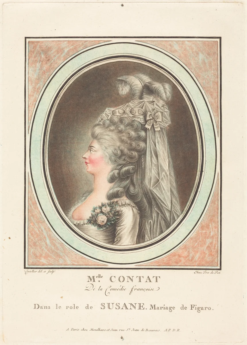 Mademoiselle Contat by F. Coutellier, print, 1719-1810
