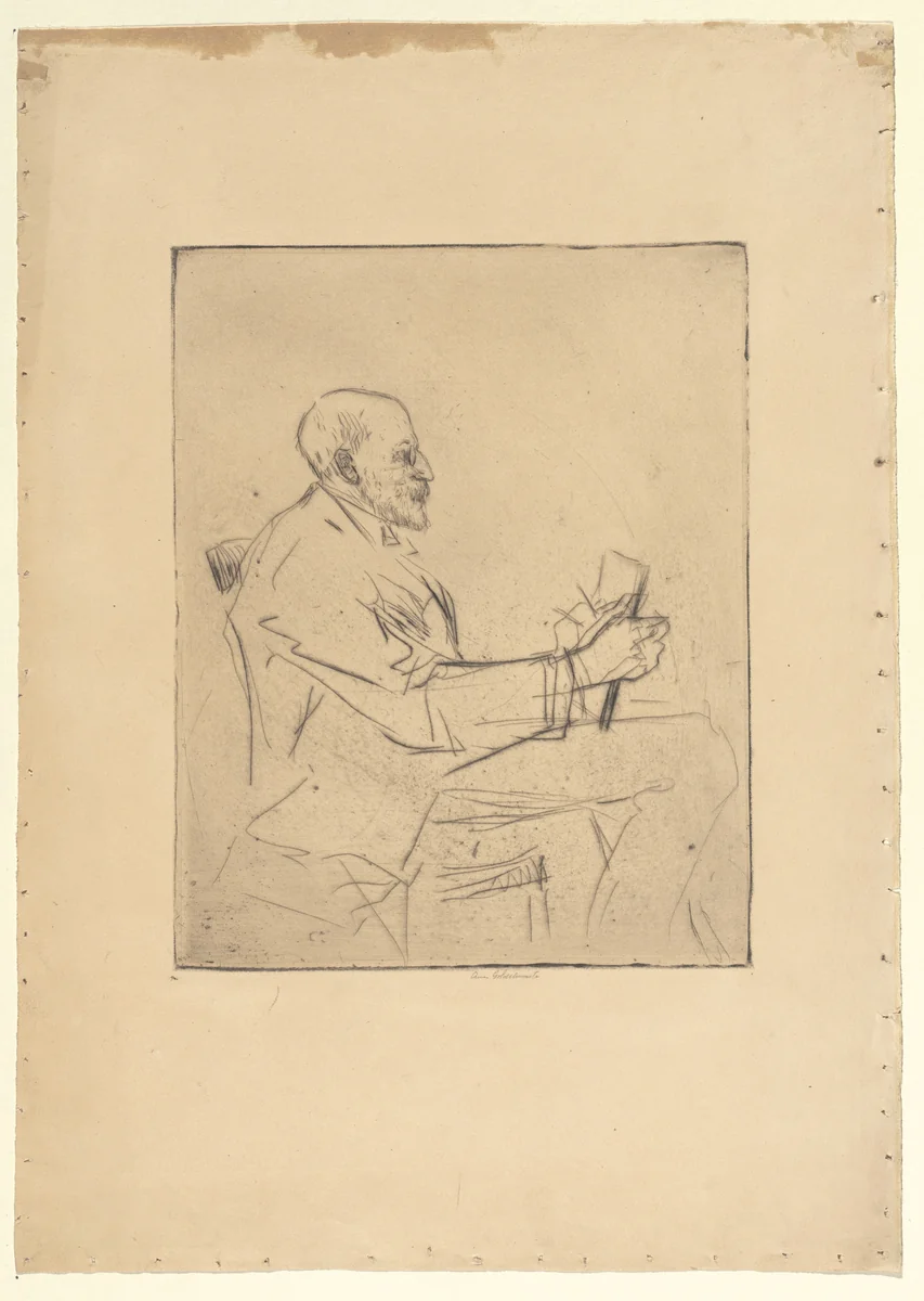 Mr. Yeats Drawing the Portrait of a Young Lady by Anne Goldthwaite, print, 1922