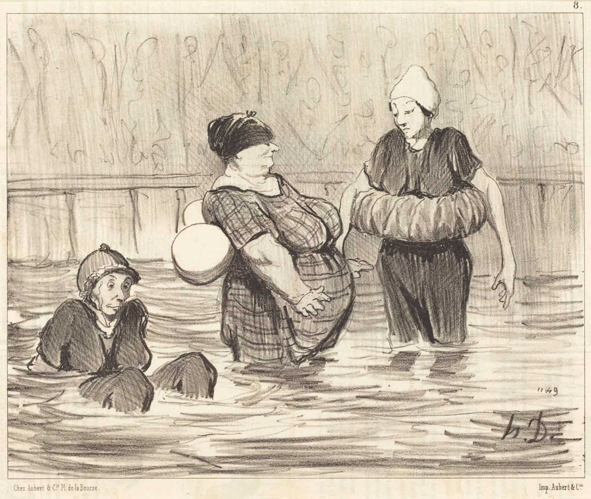 Les Baigneuses prudentes by Honoré Daumier, print, 1847