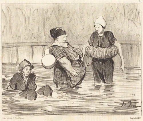 Les Baigneuses prudentes by Honoré Daumier, print, 1847