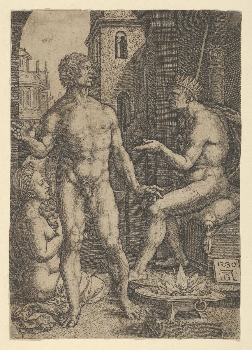 Mucius Scaevola by Heinrich Aldegrever, print, 1530