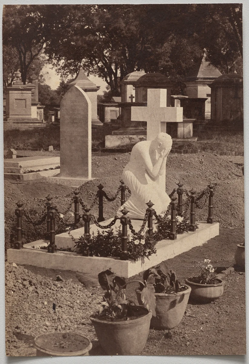 Grave of Dr. Falwasser, Neemuch (recto, left) by Raja Deen Dayal, photograph, 1877-1892