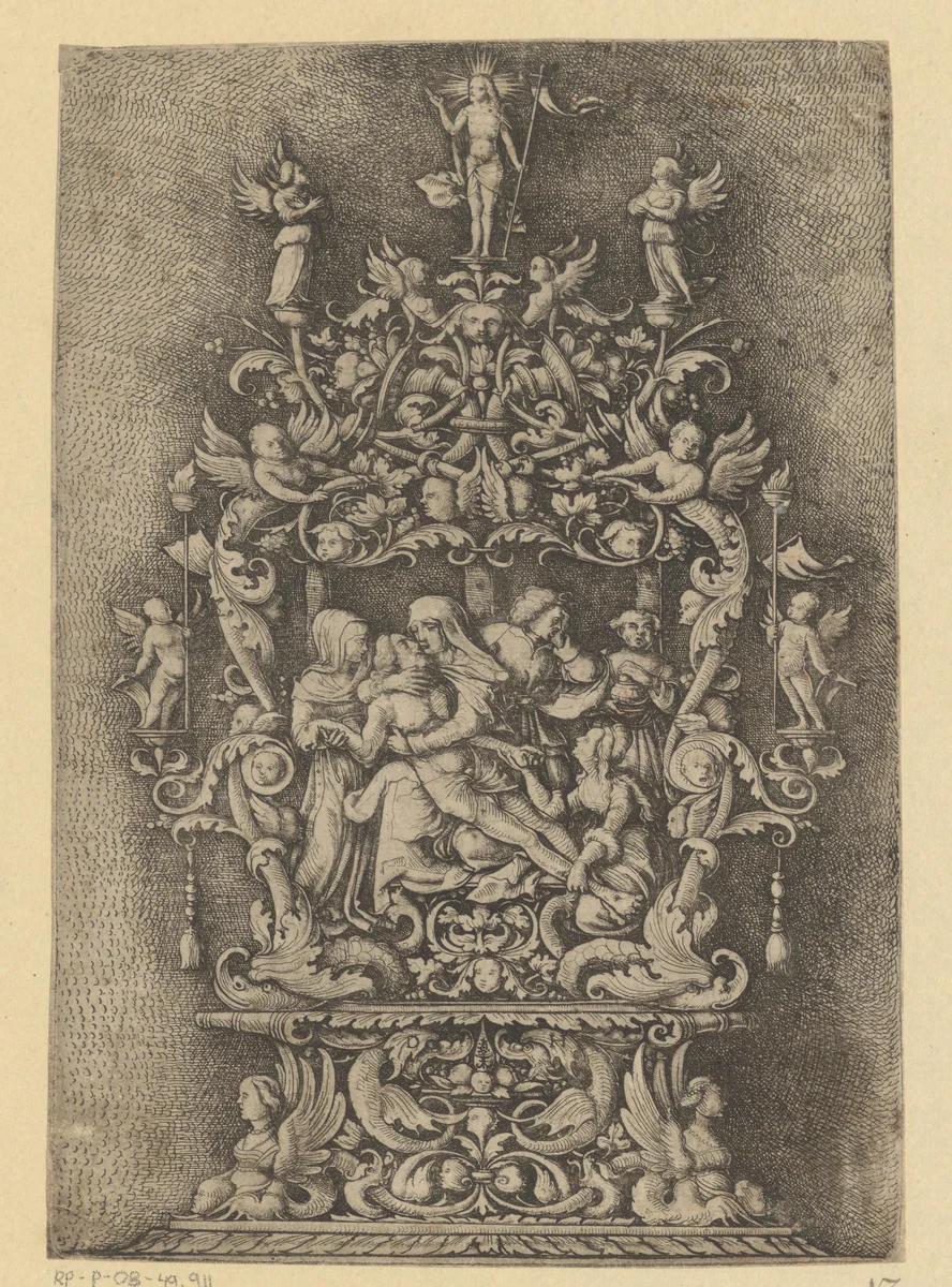 Paxtafel met bewening van Christus by Unknown, print, 1480-1536