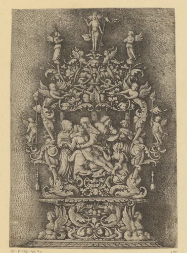 Paxtafel met bewening van Christus by Unknown, print, 1480-1536