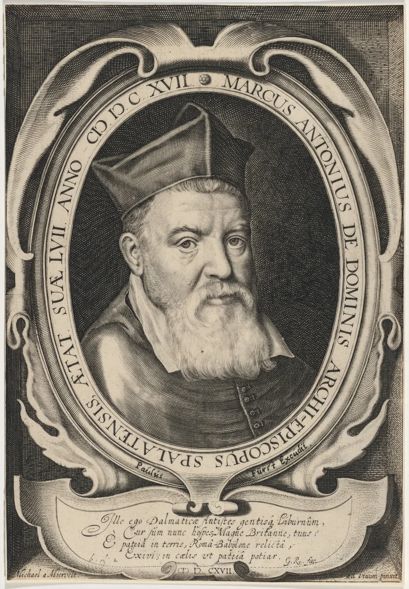 Marc Antonio de Dominis by Paul Furst; Michiel van Miereveld, print, 1605-1666