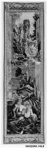 The Egg Seller from a set of the Italian Village Scenes by François Boucher, textile, 1734-1762