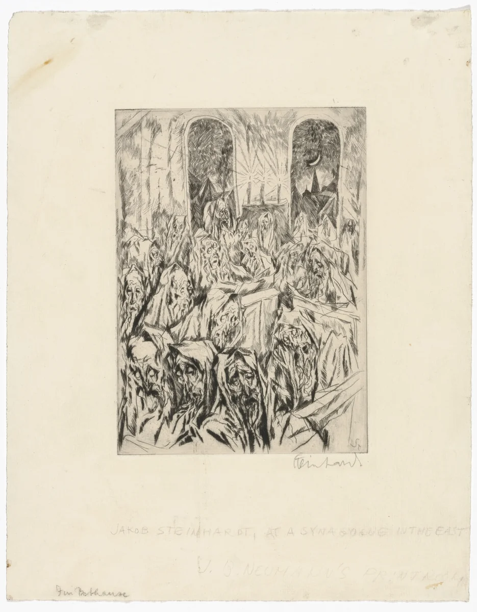 Synagogue (Bethaus) by Jakob Steinhardt, print, 1913