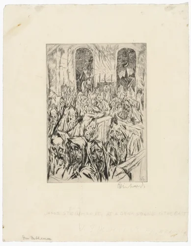 Synagogue (Bethaus) by Jakob Steinhardt, print, 1913