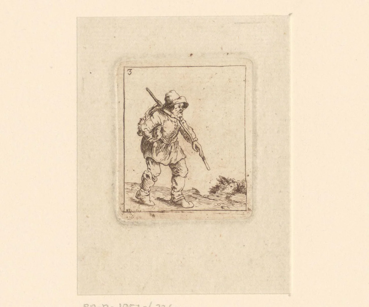 Man met knapzak by Paul Sandby, print, 1735-1809