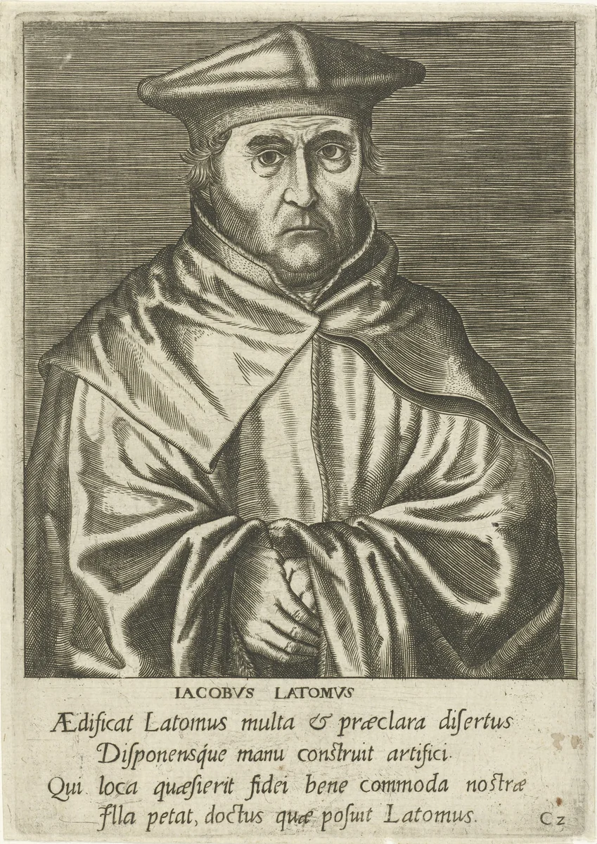 Portret van Jacobus Latomus by Philips Galle, print, 1572
