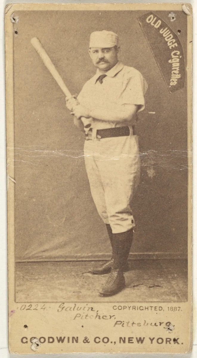 James Francis "Pud" Galvin, Pitcher, Pittsburgh, from the Old Judge series (N172) for Old Judge Cigarettes by Goodwin & Company, photograph, 1887