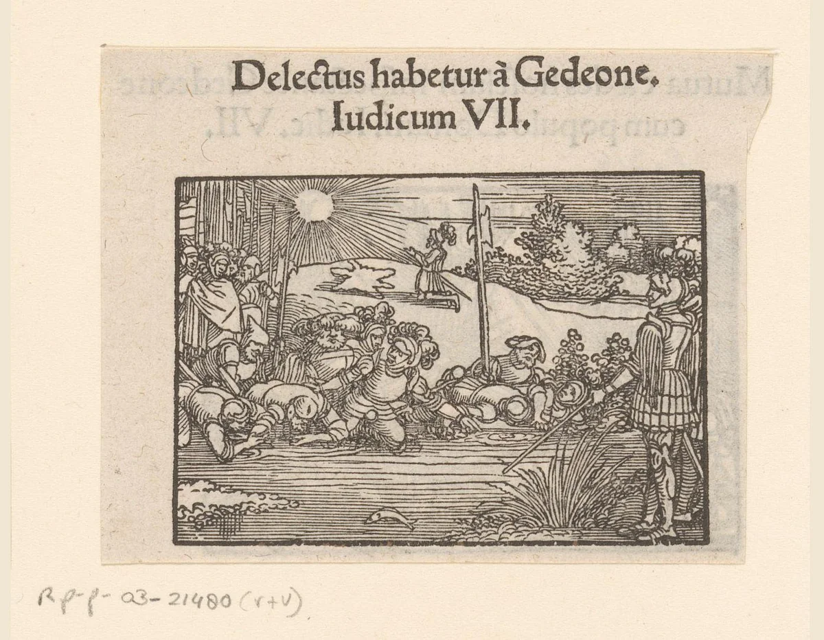 Gideon kiest zijn manschappen by anonymous, print, 1530-1533
