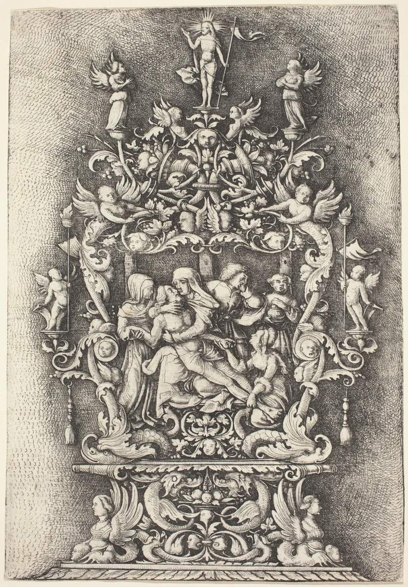 Reliquary with Pietà by Daniel Hopfer, print, 1490-1536