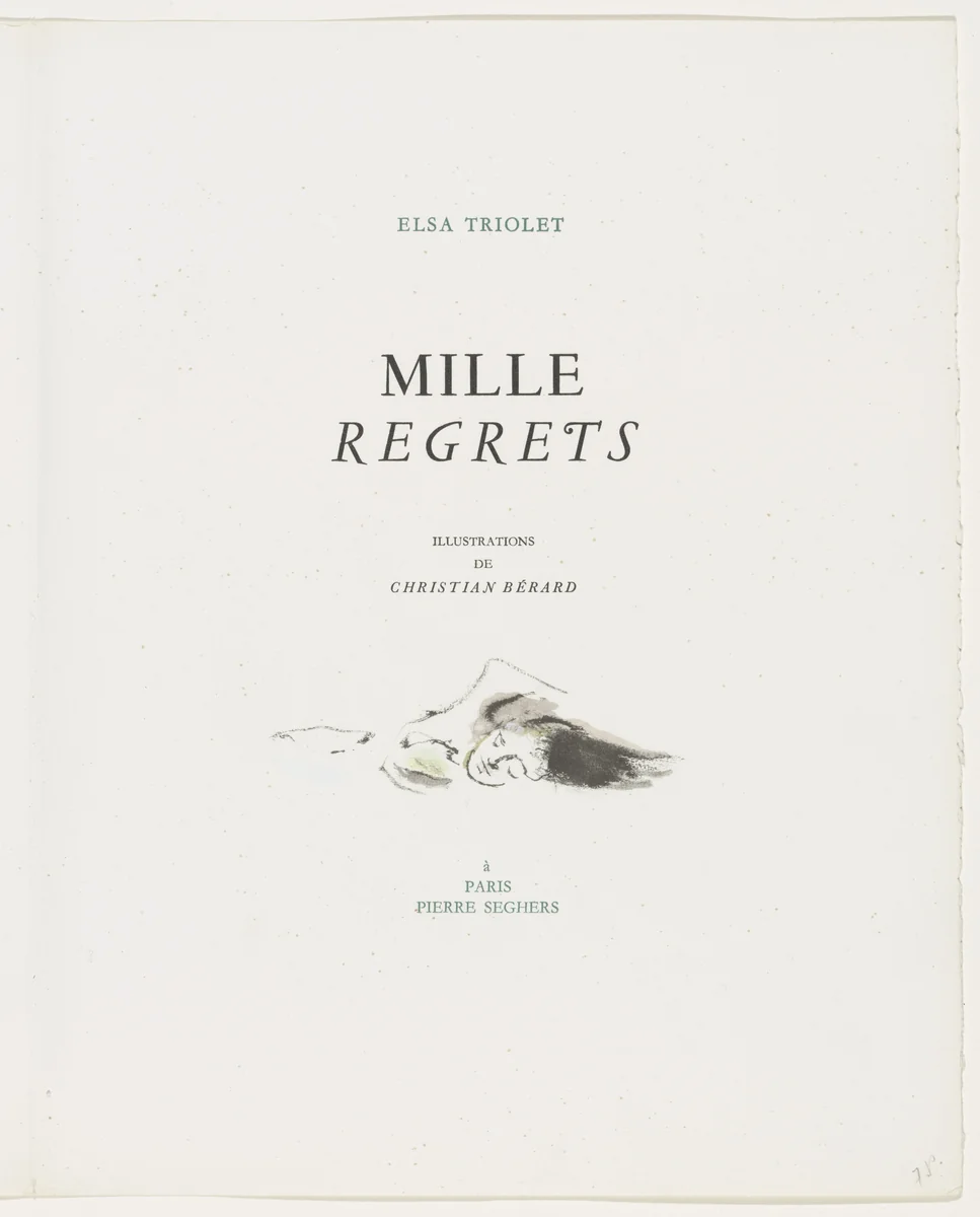 Title (page 7) from Mille Regrets (A Thousand Regrets) by Christian Bérard, illustrated book, 1947