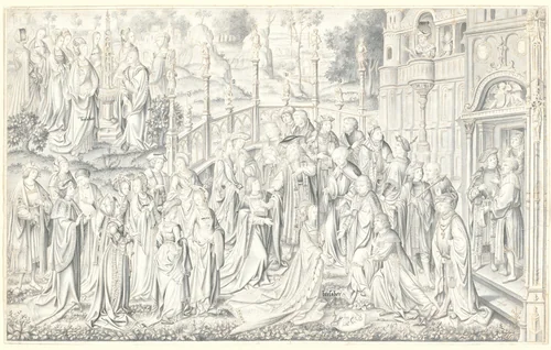 David and Bathsheba by Jan van Roome, drawing, 1510-1520
