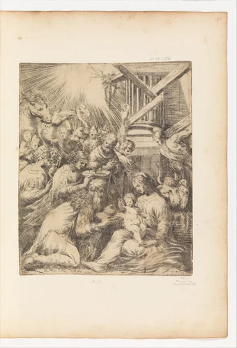 Adoration of the Magi by Andrea Schiavone, print, 1510-1563