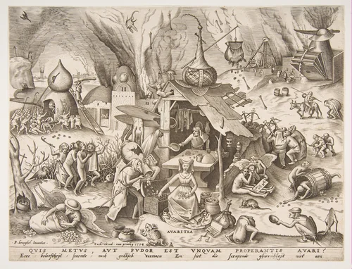Avarice (Avaritia), from "The Seven Deadly Sins" by Pieter van der Heyden, print, 1558