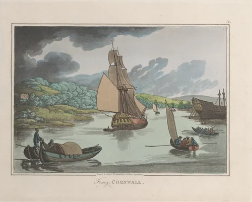 Fowey, Cornwall by Thomas Rowlandson, print, 1822