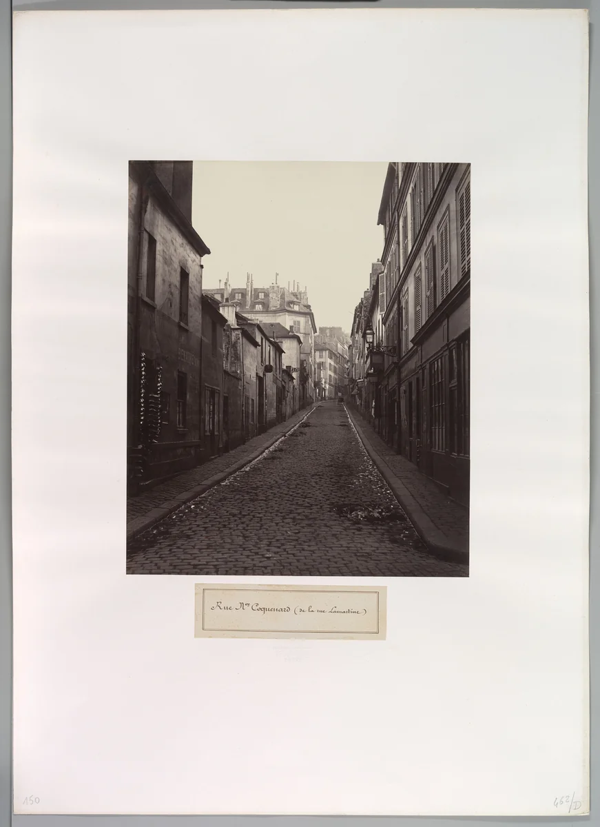 Rue Neuve-Coquenard (from the Rue Lamartine) by Charles Marville, photograph, 1870-1879