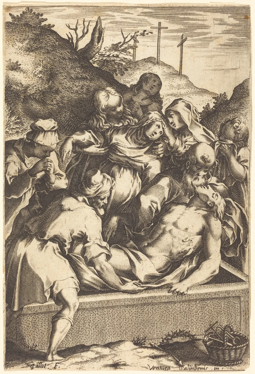 The Entombment by Jacques Callot, print, 1609-1611