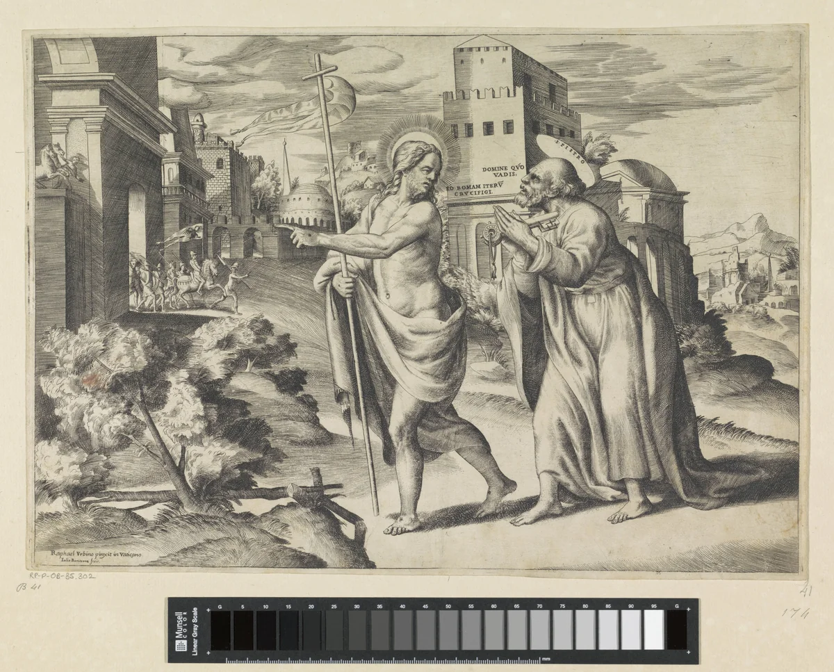 Christus verschijnt aan Petrus bij de poort van Rome by Unknown, print, 1501-1580