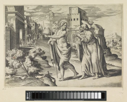 Christus verschijnt aan Petrus bij de poort van Rome by Unknown, print, 1501-1580