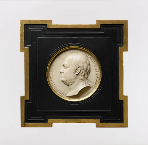 Medallion of Benjamin Franklin by Jean-Baptiste Nini, artwork, 1779