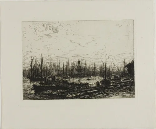Port of Bordeaux by Maxime Lalanne, print, 1869